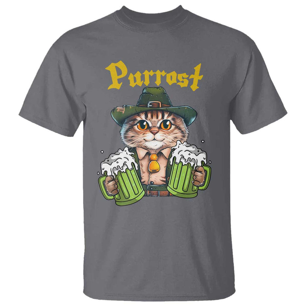 Funny Oktoberfest Cat T Shirt Purrost Kitty Drinking Beer Lederhosen Pet Lovers TS11 Charcoal Print Your Wear
