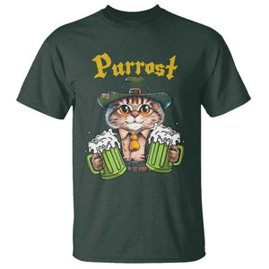 Funny Oktoberfest Cat T Shirt Purrost Kitty Drinking Beer Lederhosen Pet Lovers TS11 Dark Forest Green Print Your Wear