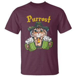 Funny Oktoberfest Cat T Shirt Purrost Kitty Drinking Beer Lederhosen Pet Lovers TS11 Maroon Print Your Wear