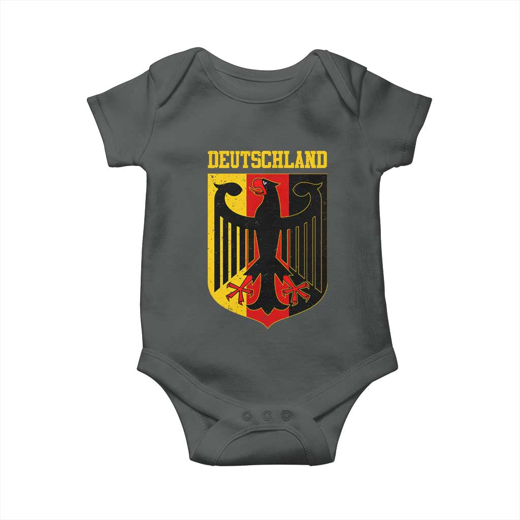 Deutschland German Pride Baby Onesie Bundesadler Coat of Arms TS11 Dark Heather Print Your Wear