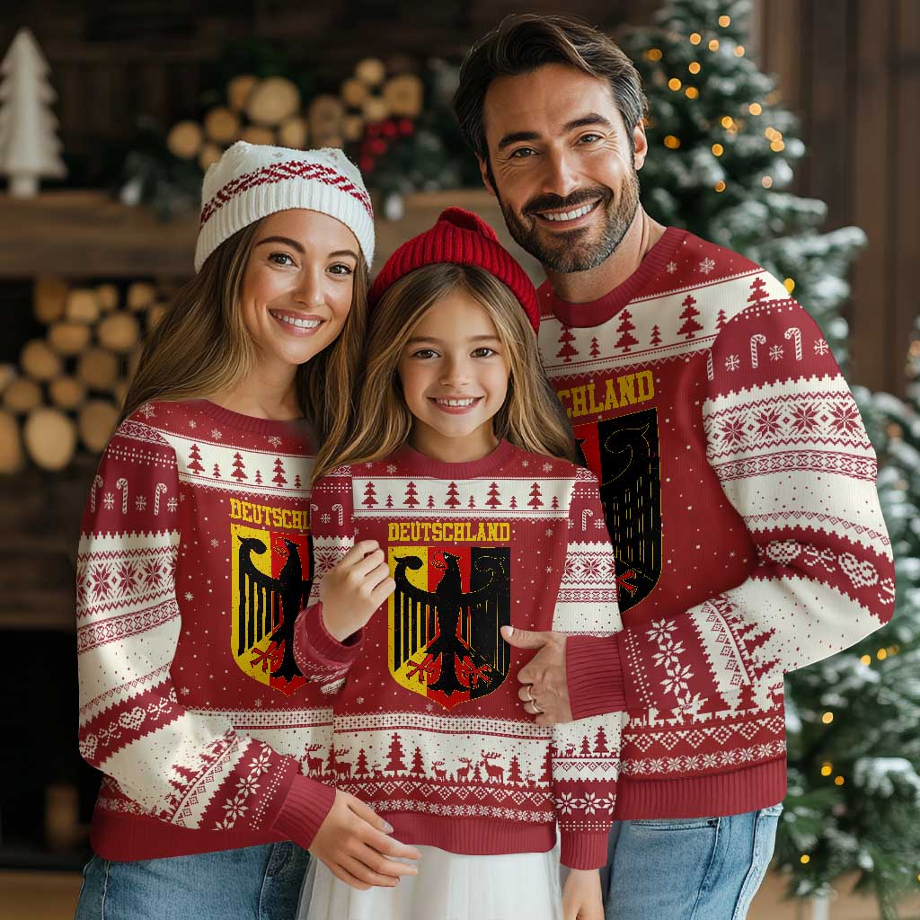 Deutschland German Pride Ugly Christmas Sweater Bundesadler Coat of Arms TS11 Red Beige Print Your Wear