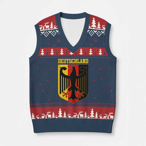 Deutschland German Pride V-Neck Knit Sweater Vest Bundesadler Coat of Arms TS11 Navy Red Print Your Wear