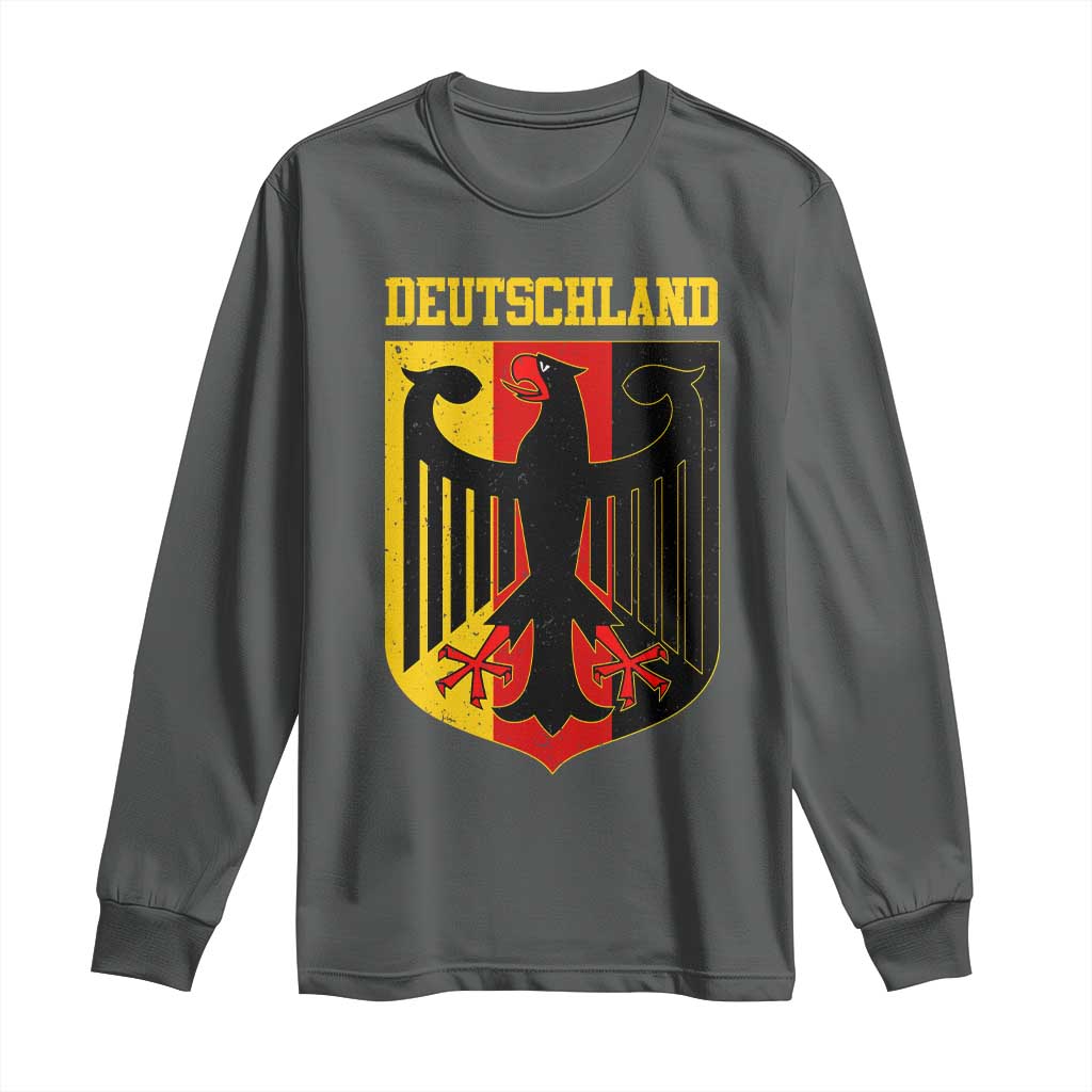 Deutschland German Pride Long Sleeve Shirt Bundesadler Coat of Arms TS11 Dark Heather Print Your Wear