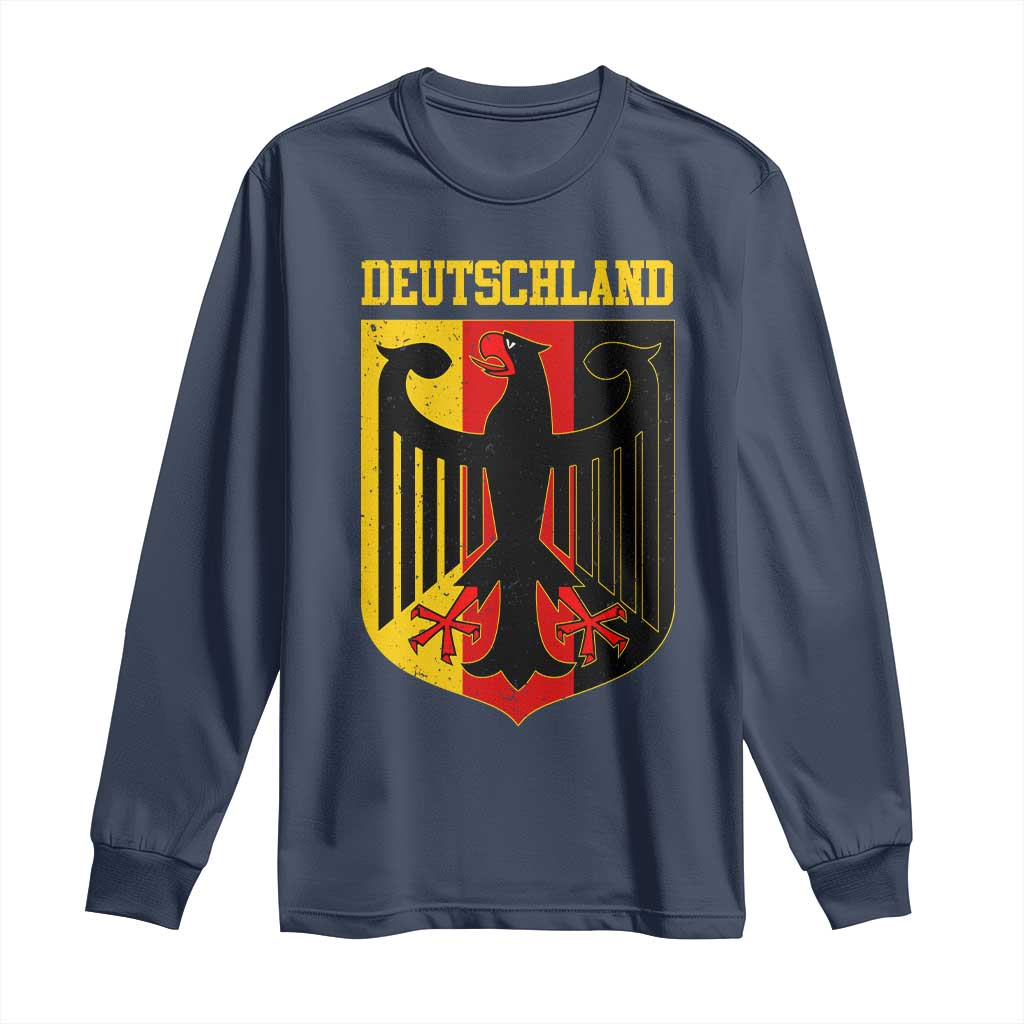 Deutschland German Pride Long Sleeve Shirt Bundesadler Coat of Arms TS11 Navy Print Your Wear