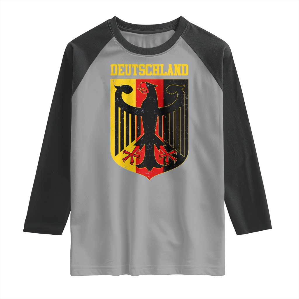 Deutschland German Pride Raglan Shirt Bundesadler Coat of Arms TS11 Sport Gray Black Print Your Wear