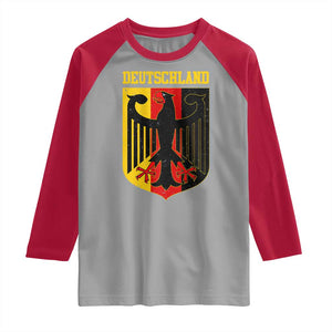 Deutschland German Pride Raglan Shirt Bundesadler Coat of Arms TS11 Sport Gray Red Print Your Wear