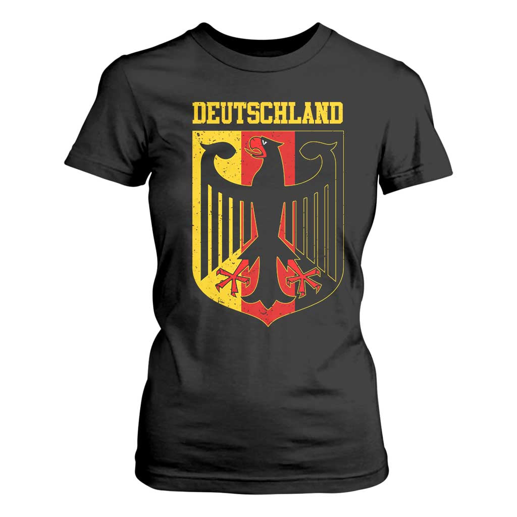Deutschland German Pride T Shirt For Women Bundesadler Coat of Arms - Print Your Wear