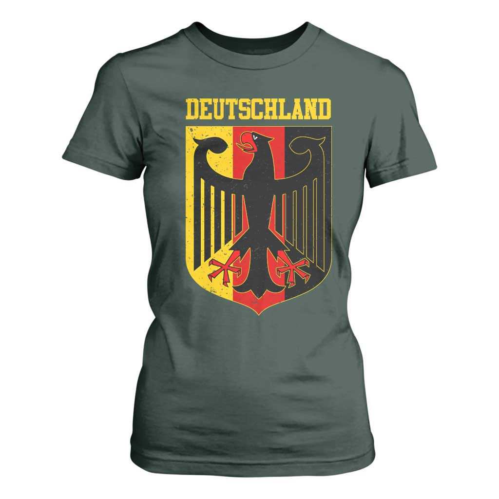 Deutschland German Pride T Shirt For Women Bundesadler Coat of Arms TS11 Dark Forest Green Print Your Wear