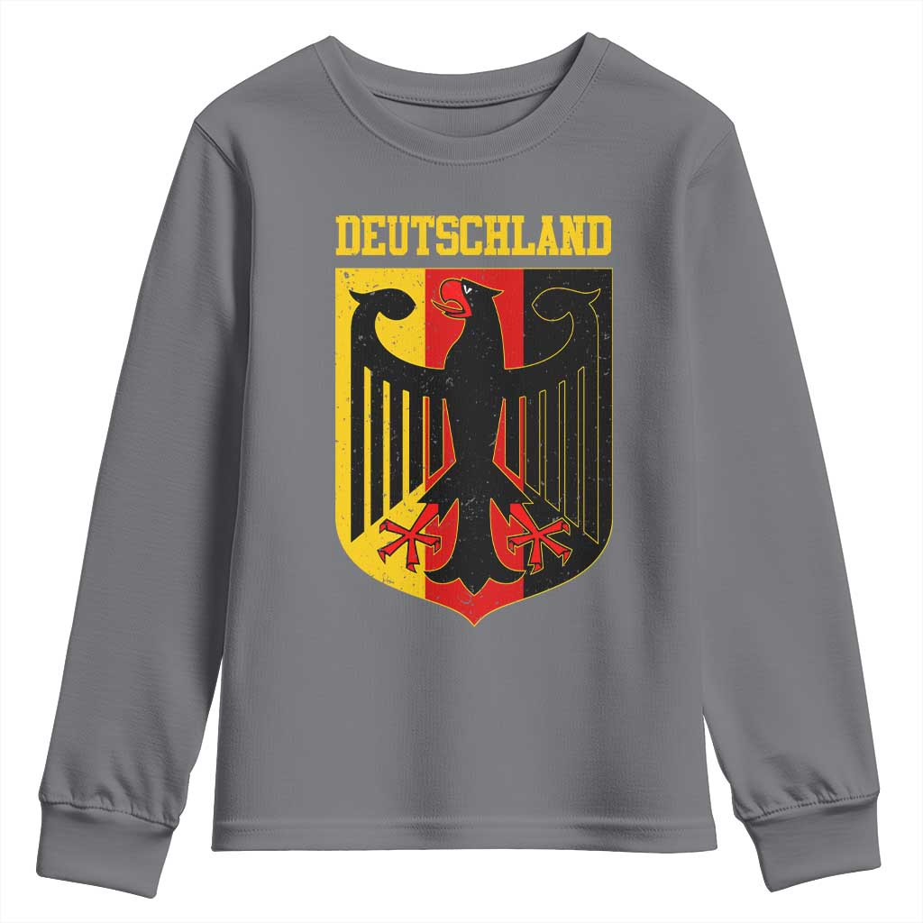 Deutschland German Pride Youth Sweatshirt Bundesadler Coat of Arms TS11 Charcoal Print Your Wear