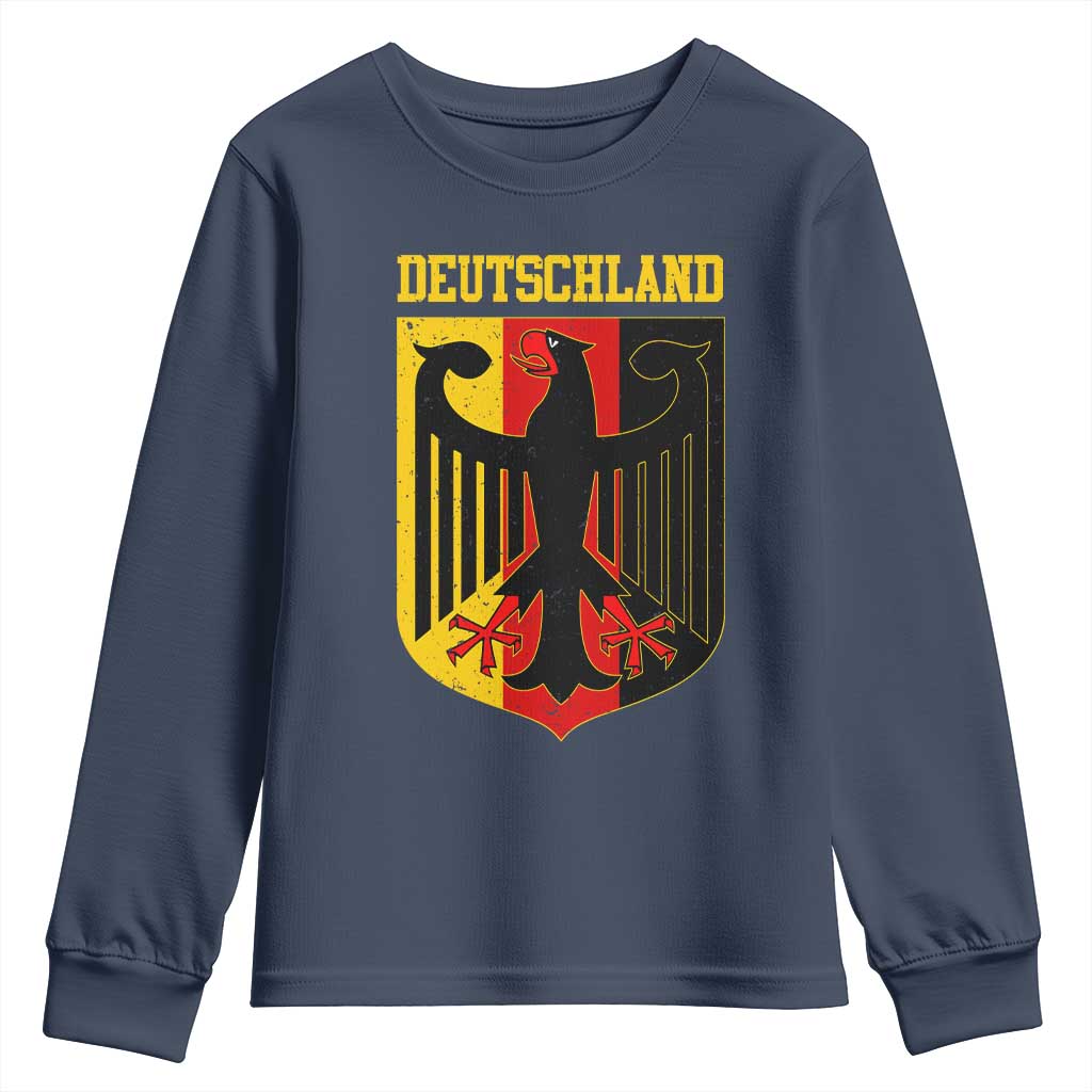 Deutschland German Pride Youth Sweatshirt Bundesadler Coat of Arms TS11 Navy Print Your Wear