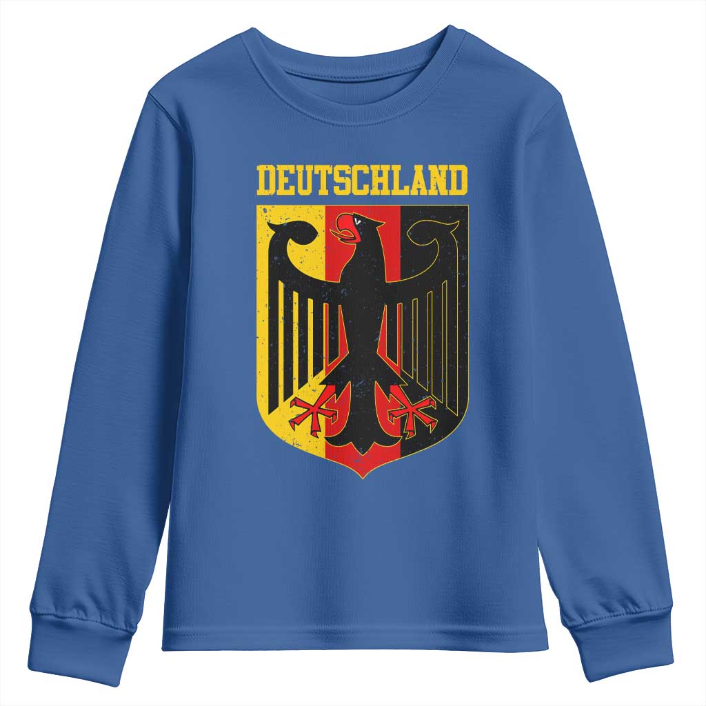 Deutschland German Pride Youth Sweatshirt Bundesadler Coat of Arms TS11 Royal Blue Print Your Wear