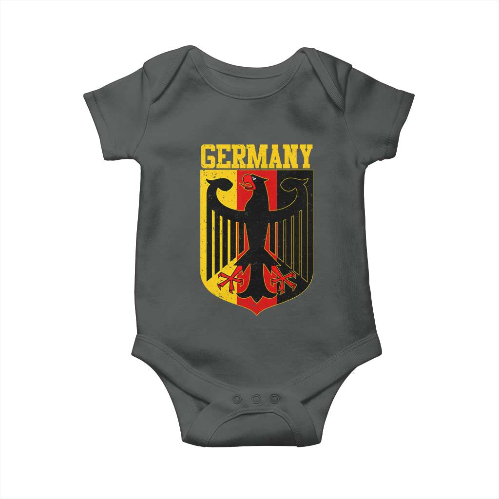Proud Germany Baby Onesie Bundesadler Coat of Arms German Flag TS11 Dark Heather Print Your Wear