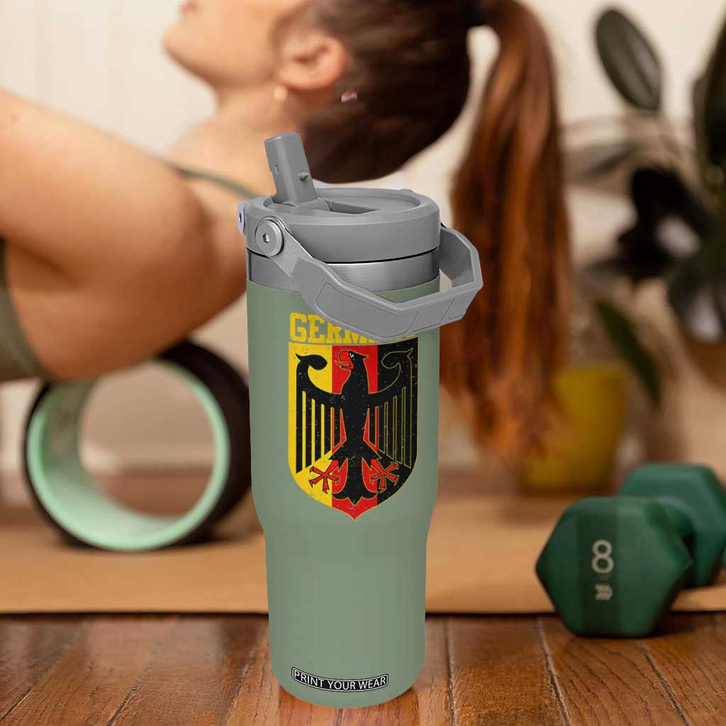 Proud Germany Flip Straw Tumbler Bundesadler Coat of Arms German Flag TS11 One Size: 30 oz Moss Green Print Your Wear