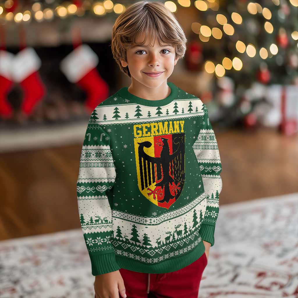 Proud Germany Ugly Christmas Sweater Bundesadler Coat of Arms German Flag TS11 Forest Green Beige Print Your Wear