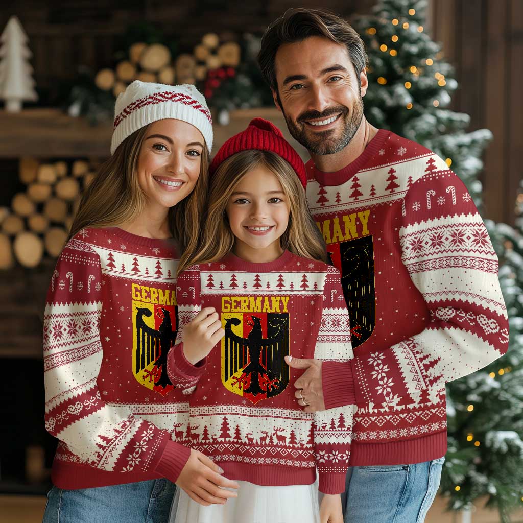 Proud Germany Ugly Christmas Sweater Bundesadler Coat of Arms German Flag TS11 Red Beige Print Your Wear