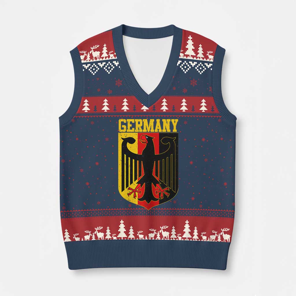 Proud Germany V-Neck Knit Sweater Vest Bundesadler Coat of Arms German Flag TS11 Navy Red Print Your Wear
