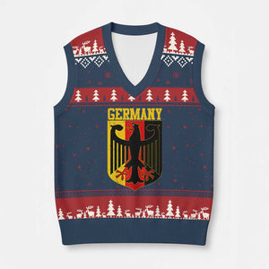 Proud Germany V-Neck Knit Sweater Vest Bundesadler Coat of Arms German Flag TS11 Navy Red Print Your Wear