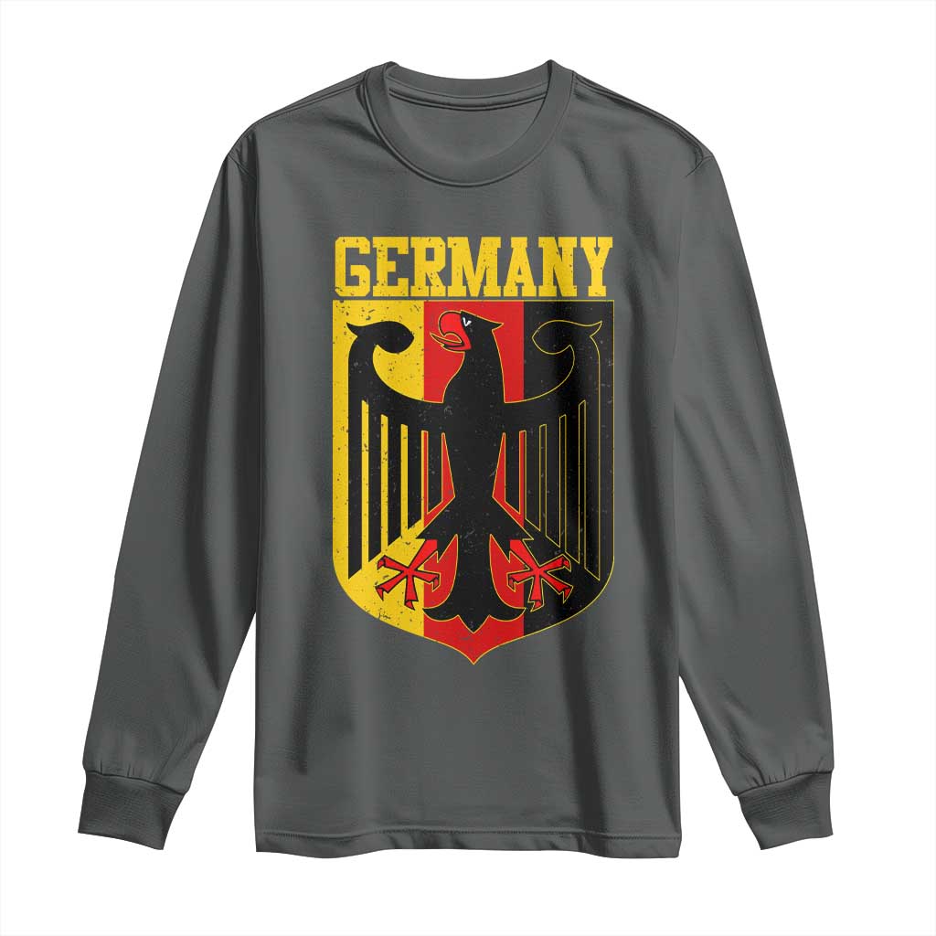 Proud Germany Long Sleeve Shirt Bundesadler Coat of Arms German Flag TS11 Dark Heather Print Your Wear