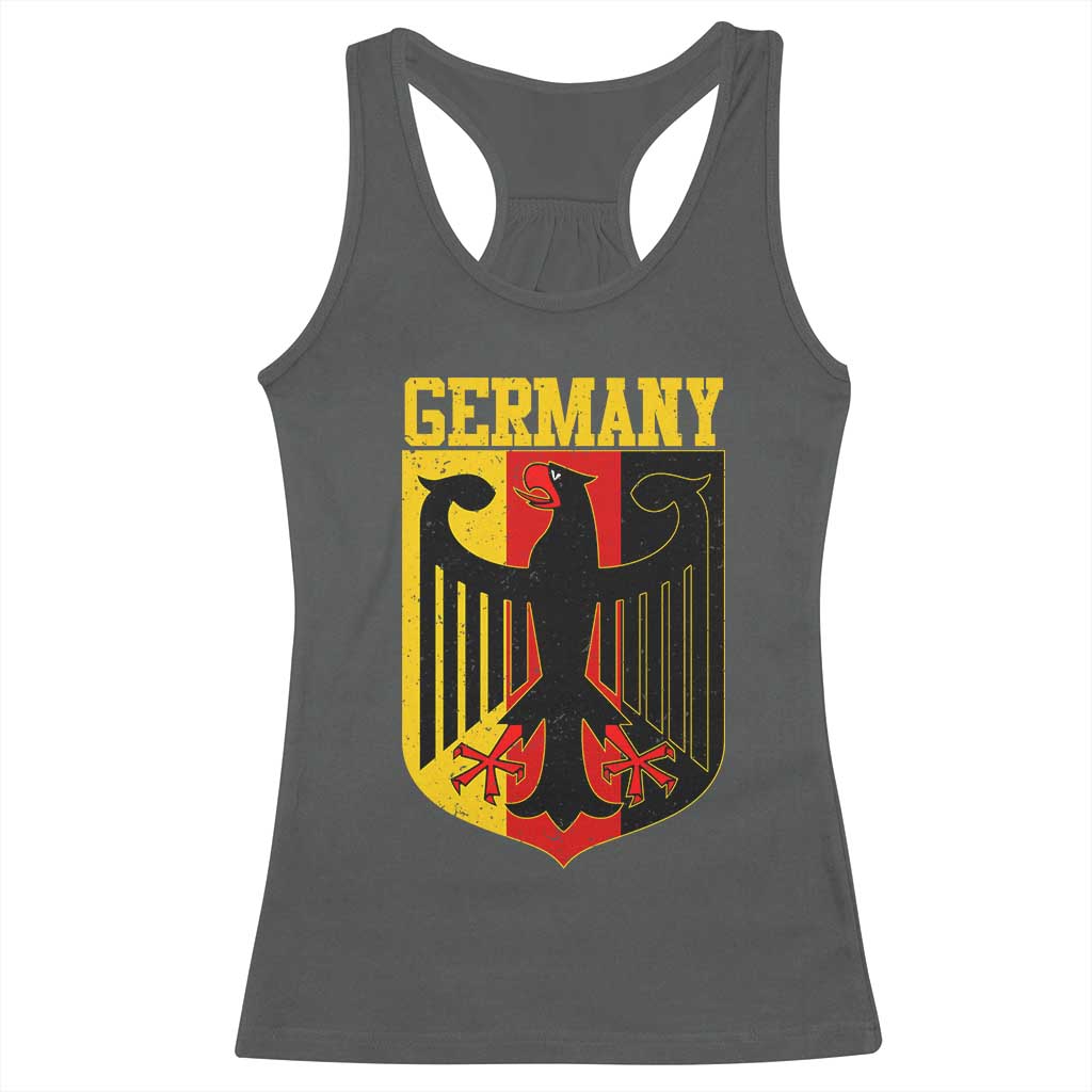 Proud Germany Racerback Tank Top Bundesadler Coat of Arms German Flag TS11 Dark Heather Print Your Wear