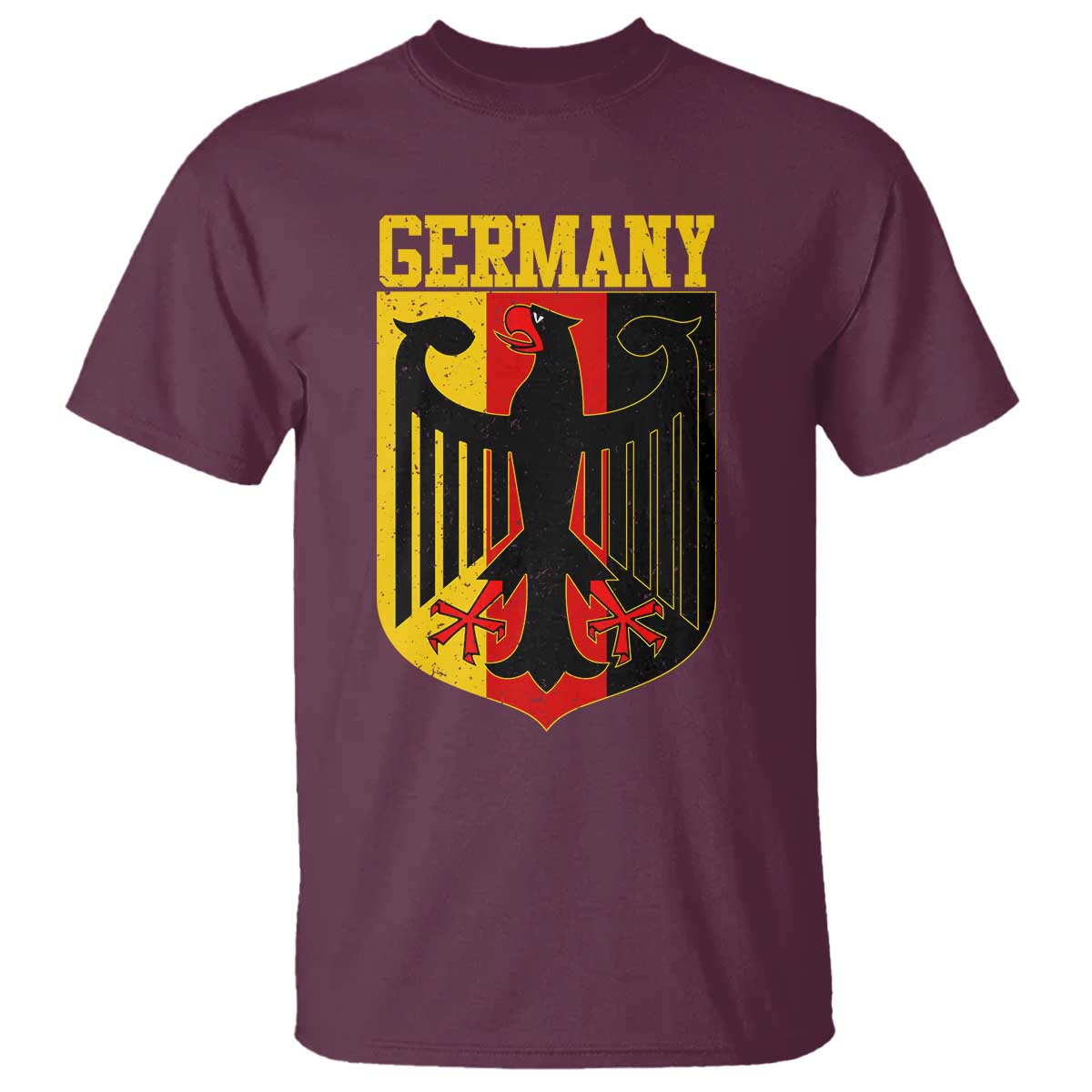 Proud Germany T Shirt Bundesadler Coat of Arms German Flag TS11 Maroon Print Your Wear