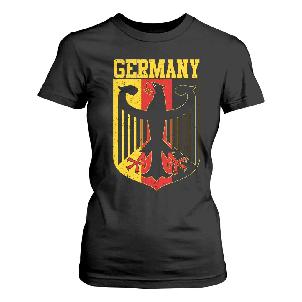 Proud Germany T Shirt For Women Bundesadler Coat of Arms German Flag - Print Your Wear