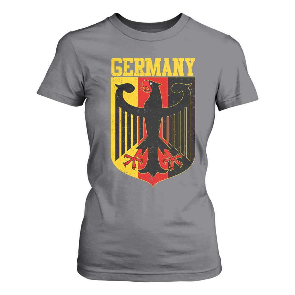 Proud Germany T Shirt For Women Bundesadler Coat of Arms German Flag TS11 Charcoal Print Your Wear