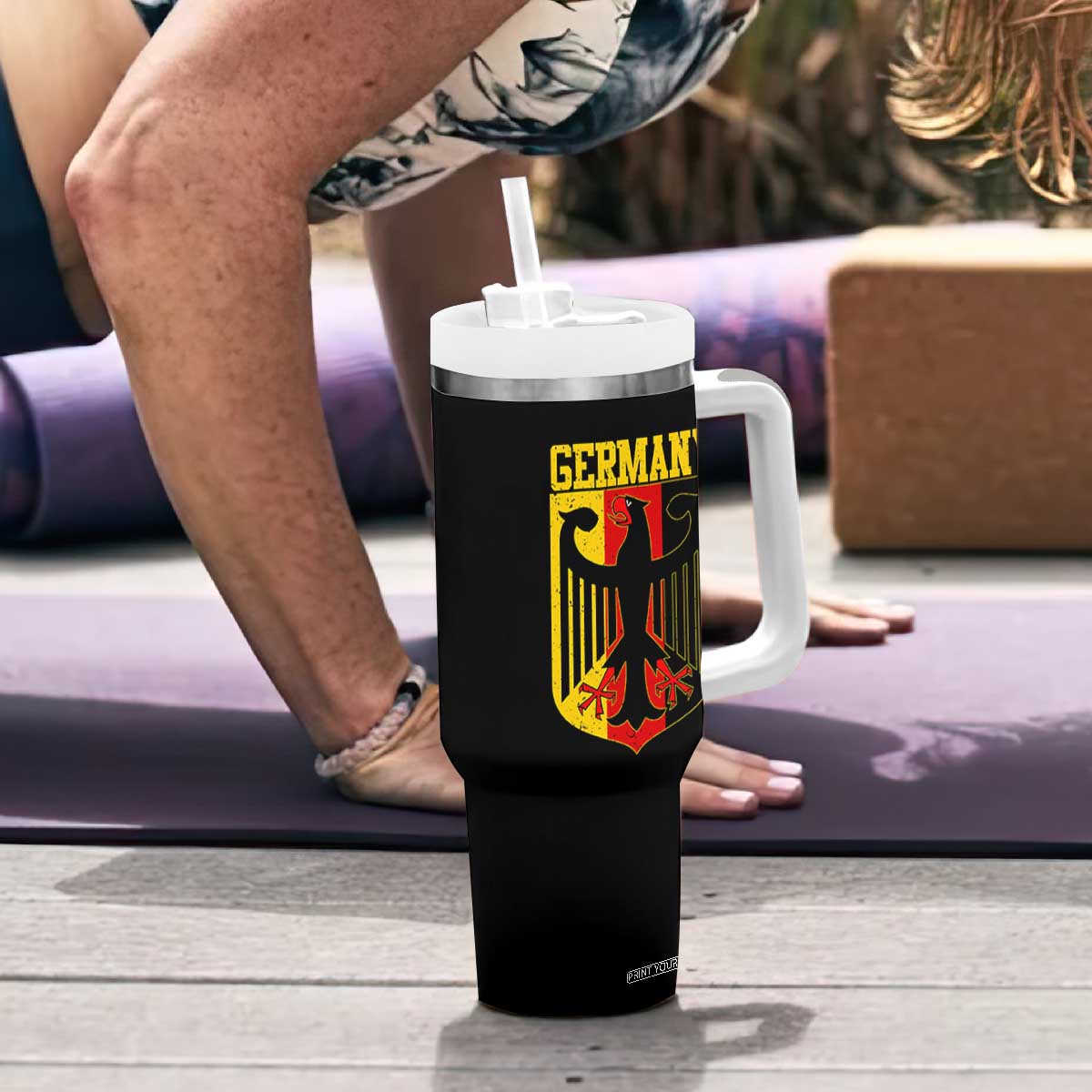 Proud Germany Tumbler With Handle Bundesadler Coat of Arms German Flag TS11 Print Your Wear