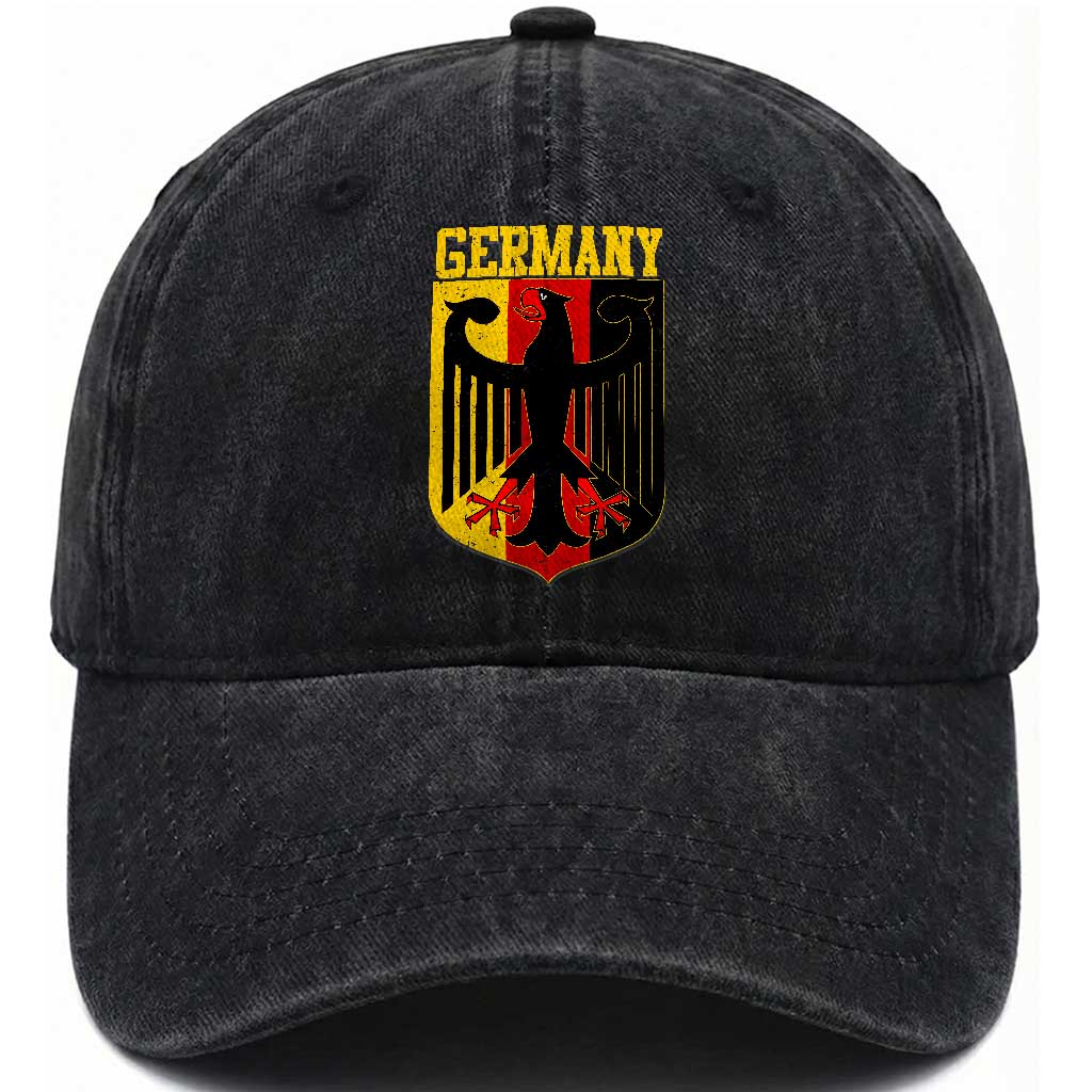 Proud Germany Washed Cotton Baseball Cap Bundesadler Coat of Arms German Flag TS11 Print Your Wear