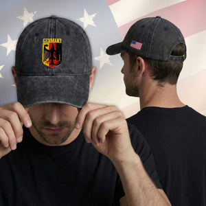Proud Germany Washed Cotton Baseball Cap Bundesadler Coat of Arms German Flag TS11 Print Your Wear