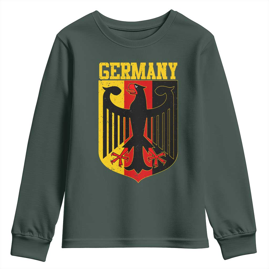 Proud Germany Youth Sweatshirt Bundesadler Coat of Arms German Flag TS11 Dark Forest Green Print Your Wear