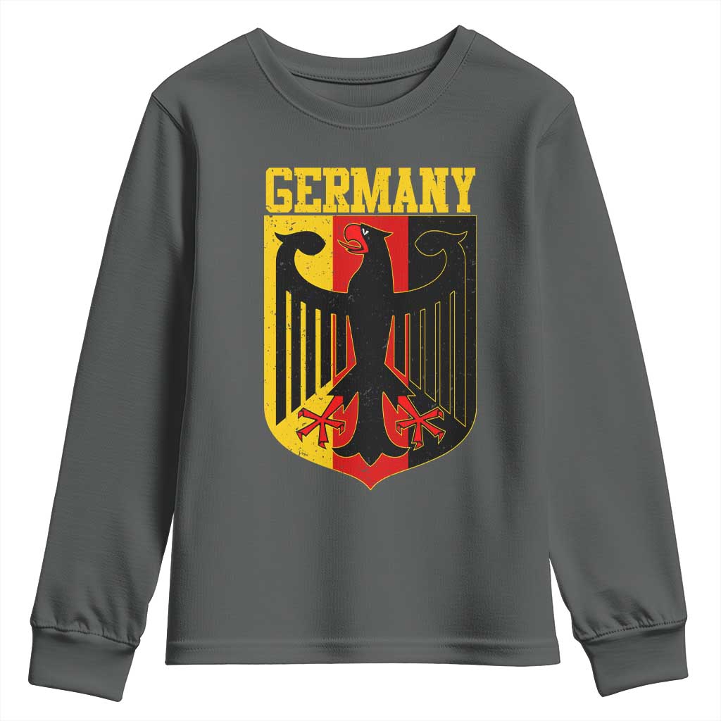 Proud Germany Youth Sweatshirt Bundesadler Coat of Arms German Flag TS11 Dark Heather Print Your Wear
