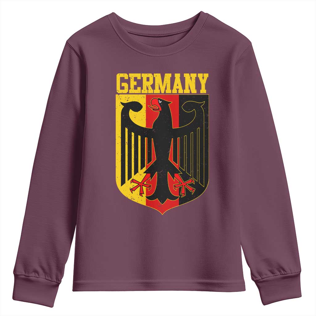 Proud Germany Youth Sweatshirt Bundesadler Coat of Arms German Flag TS11 Maroon Print Your Wear