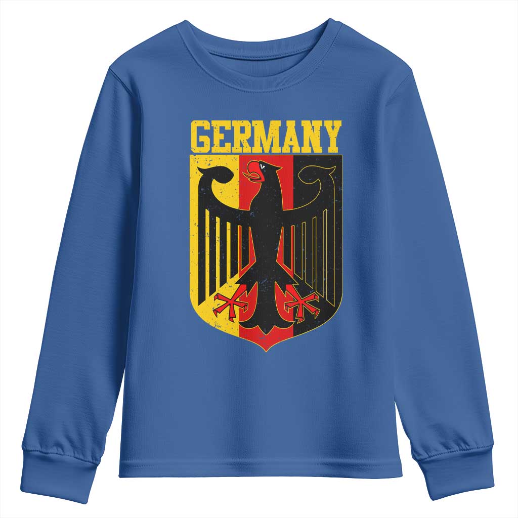 Proud Germany Youth Sweatshirt Bundesadler Coat of Arms German Flag TS11 Royal Blue Print Your Wear