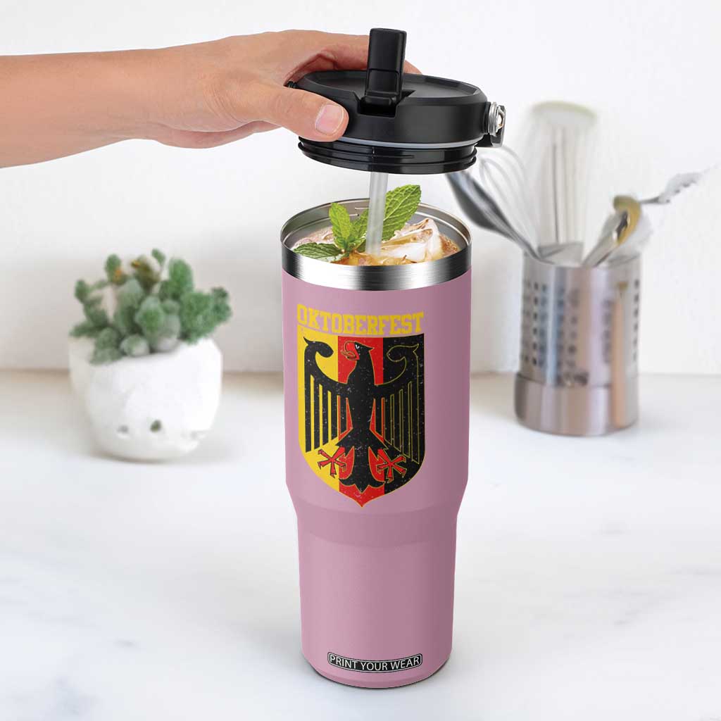Oktoberfest Flip Straw Tumbler Bundesadler Coat of Arms German Flag TS11 One Size: 30 oz Light Pink Print Your Wear