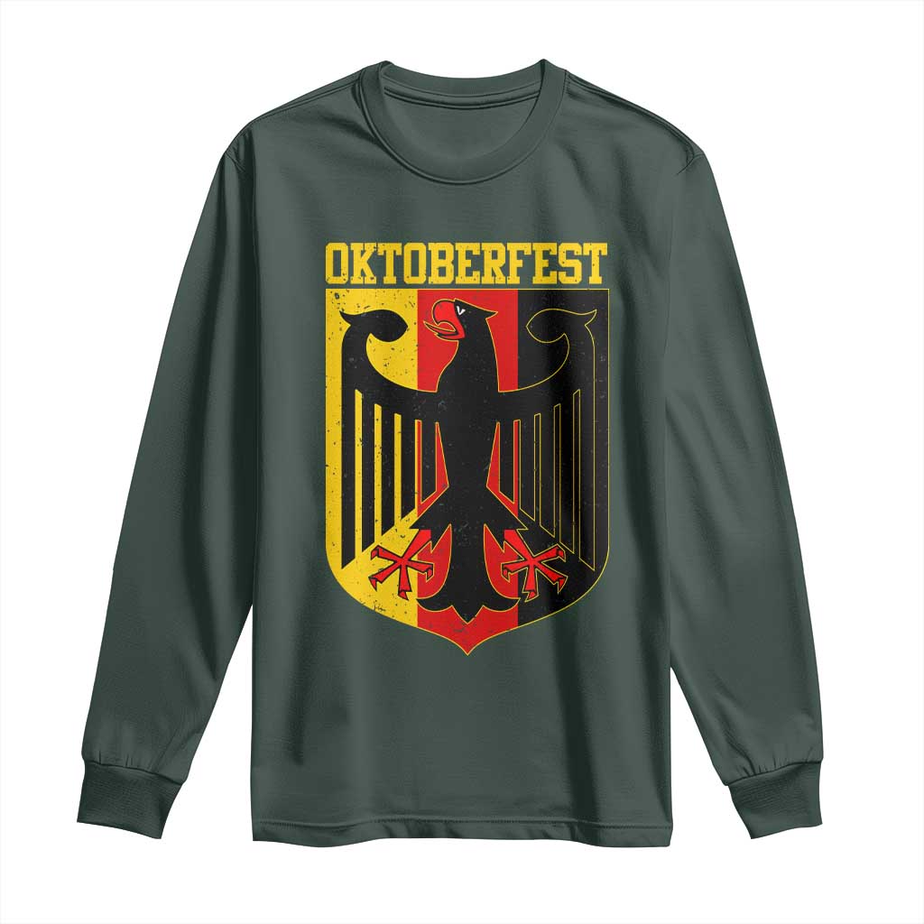 Oktoberfest Long Sleeve Shirt Bundesadler Coat of Arms German Flag TS11 Dark Forest Green Print Your Wear