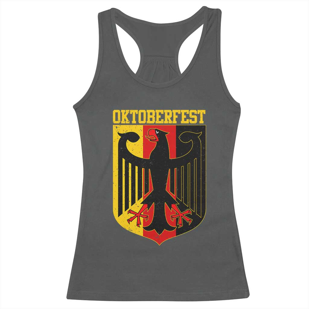 Oktoberfest Racerback Tank Top Bundesadler Coat of Arms German Flag TS11 Dark Heather Print Your Wear