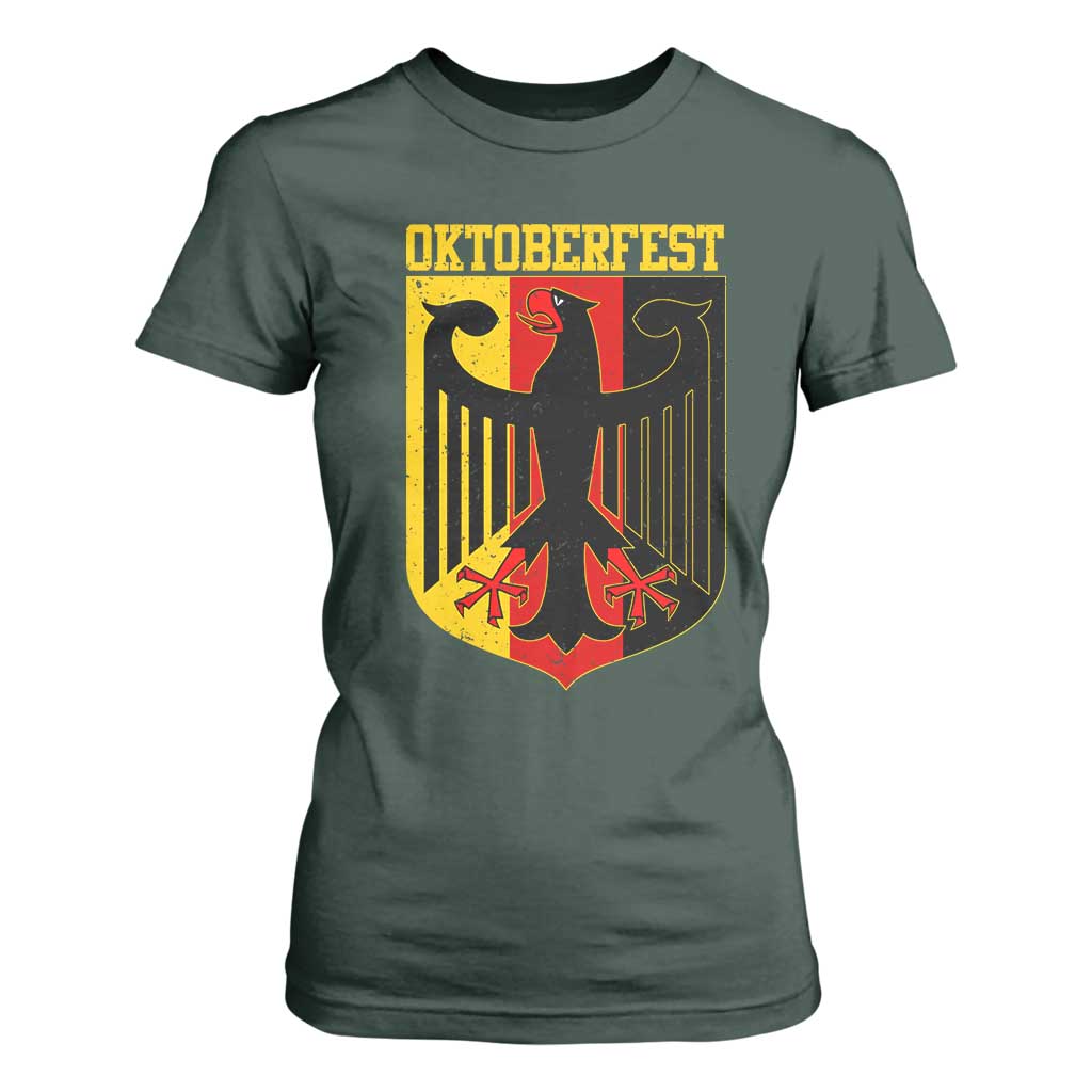 Oktoberfest T Shirt For Women Bundesadler Coat of Arms German Flag TS11 Dark Forest Green Print Your Wear