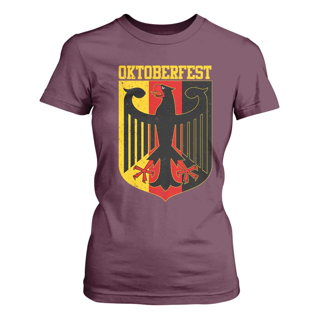 Oktoberfest T Shirt For Women Bundesadler Coat of Arms German Flag TS11 Maroon Print Your Wear