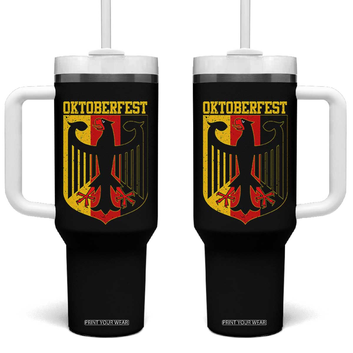 Oktoberfest Tumbler With Handle Bundesadler Coat of Arms German Flag TS11 One Size: 40 oz Black Print Your Wear