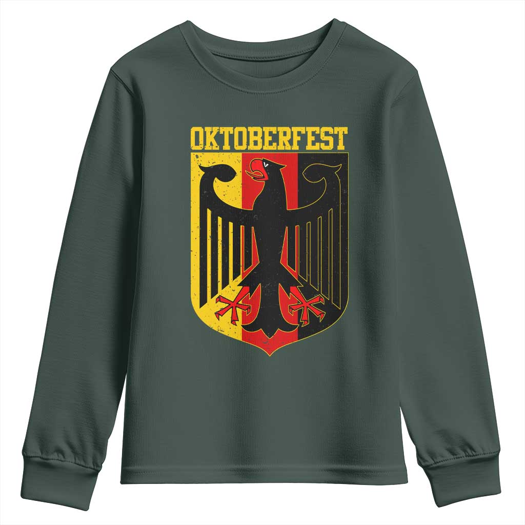 Oktoberfest Youth Sweatshirt Bundesadler Coat of Arms German Flag TS11 Dark Forest Green Print Your Wear