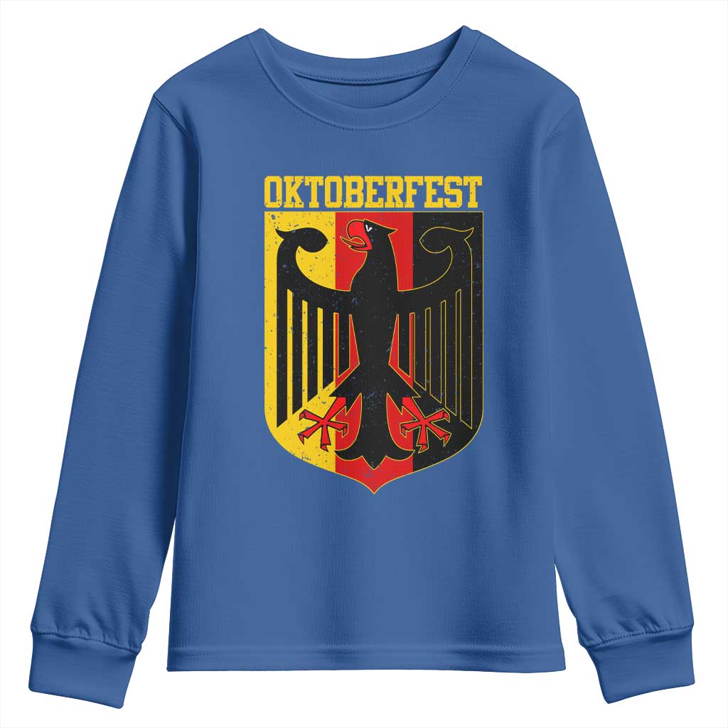 Oktoberfest Youth Sweatshirt Bundesadler Coat of Arms German Flag TS11 Royal Blue Print Your Wear