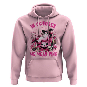 Breast Cancer Awareness Hoodie In October We Wear Pink Halloween Ghost Pumpkin Wine Skull TS11 Light Pink Print Your Wear