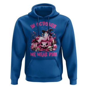 Breast Cancer Awareness Hoodie In October We Wear Pink Halloween Ghost Pumpkin Wine Skull TS11 Royal Blue Print Your Wear