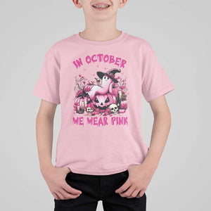 Breast Cancer Awareness T Shirt For Kid In October We Wear Pink Halloween Ghost Pumpkin Wine Skull TS11 Light Pink Print Your Wear
