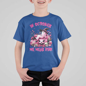 Breast Cancer Awareness T Shirt For Kid In October We Wear Pink Halloween Ghost Pumpkin Wine Skull TS11 Royal Blue Print Your Wear
