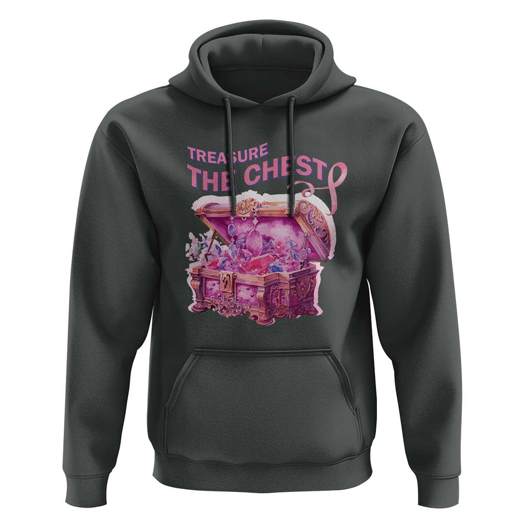 Breast Cancer Awareness Hoodie Treasure The Chest Crystal Diamond Pink Ribbon TS11 Dark Heather Print Your Wear