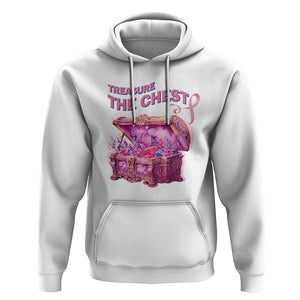 Breast Cancer Awareness Hoodie Treasure The Chest Crystal Diamond Pink Ribbon TS11 White Print Your Wear