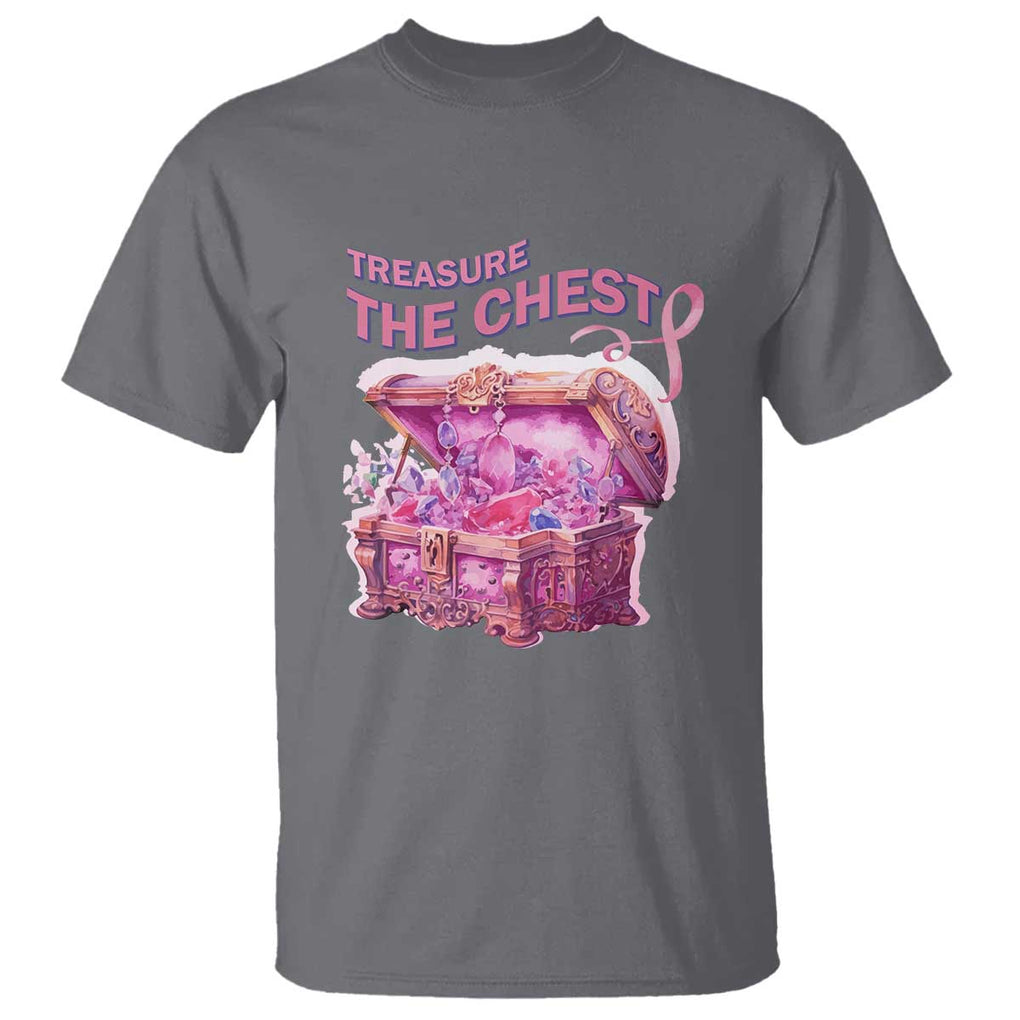 Breast Cancer Awareness T Shirt Treasure The Chest Crystal Diamond Pink Ribbon TS11 Charcoal Print Your Wear