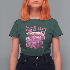 Breast Cancer Awareness T Shirt For Women Treasure The Chest Crystal Diamond Pink Ribbon TS11 Dark Forest Green Print Your Wear
