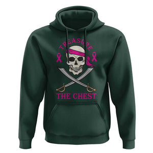 Breast Cancer Awareness Hoodie Treasure The Chest Pirate Skull Sword Pink Ribbon TS11 Dark Forest Green Print Your Wear
